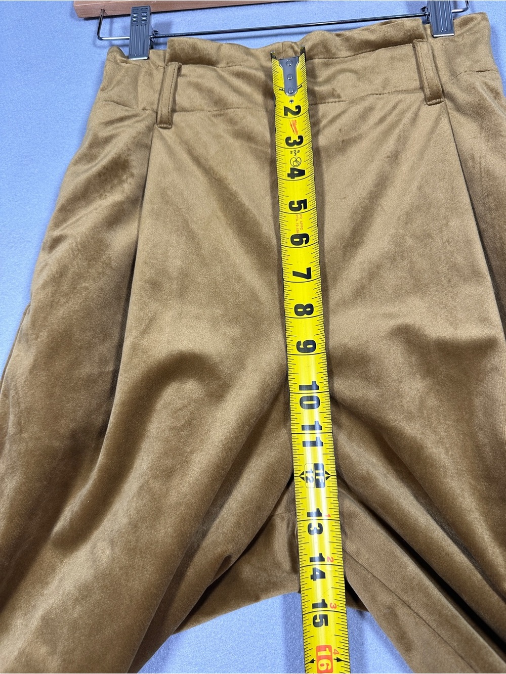 GU Uniqlo Velvet Wide Leg Pants Mustard Yellow Gold Pleated Cropped Sz Sm/M - Picture 5 of 7